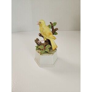Ceramic Bird Figurine Music Box, Music Vintage 6 3/4", Oh What A Beautiful Morni
